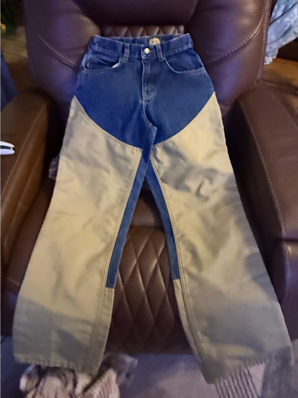 Cabela's Two-Tone Wide-Leg Jeans in Blue and Tan